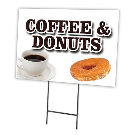 Coffee & Donuts Yard Sign & Stake Outdoor Plastic Coroplast Window